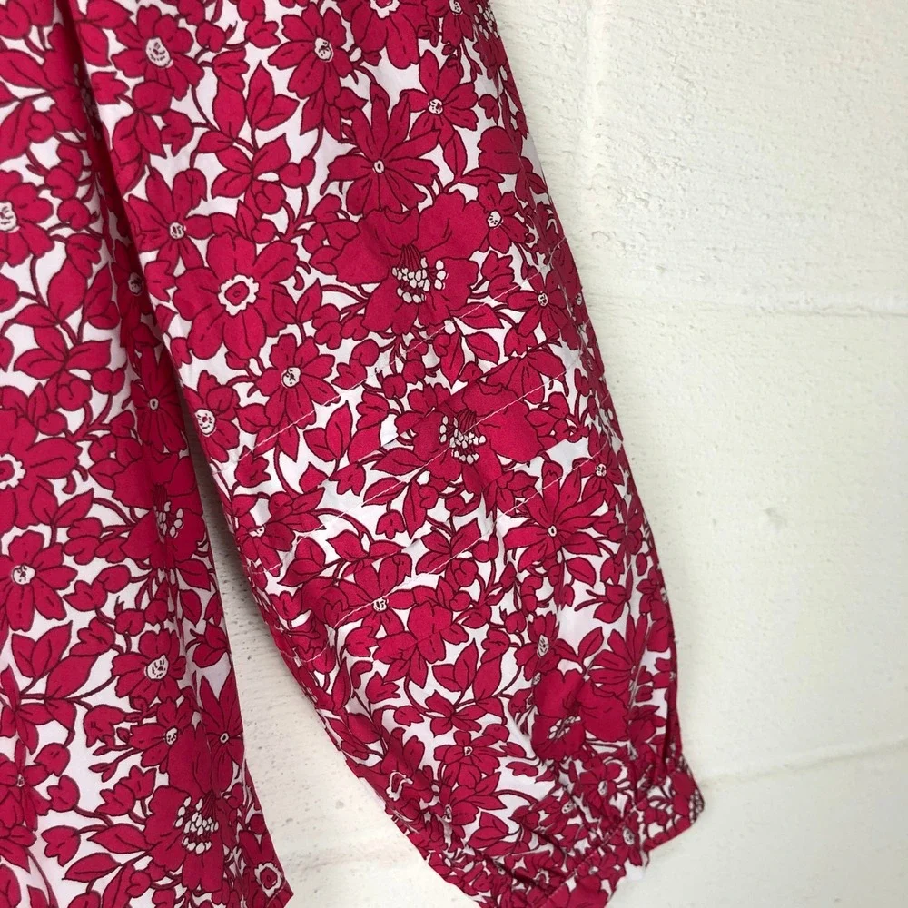 J.Crew Womens Button-Front Ruffle Neck Popover‎ Blouse Size XS Pink